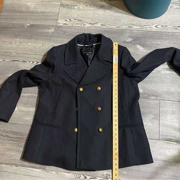 Banana Republic Pea Coat Wool Nylon Gold tone buttons with Emblem Fully Lined XL - Picture 13 of 16